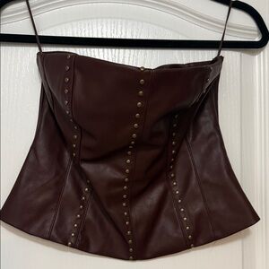 Dark Red Leather Corset Top